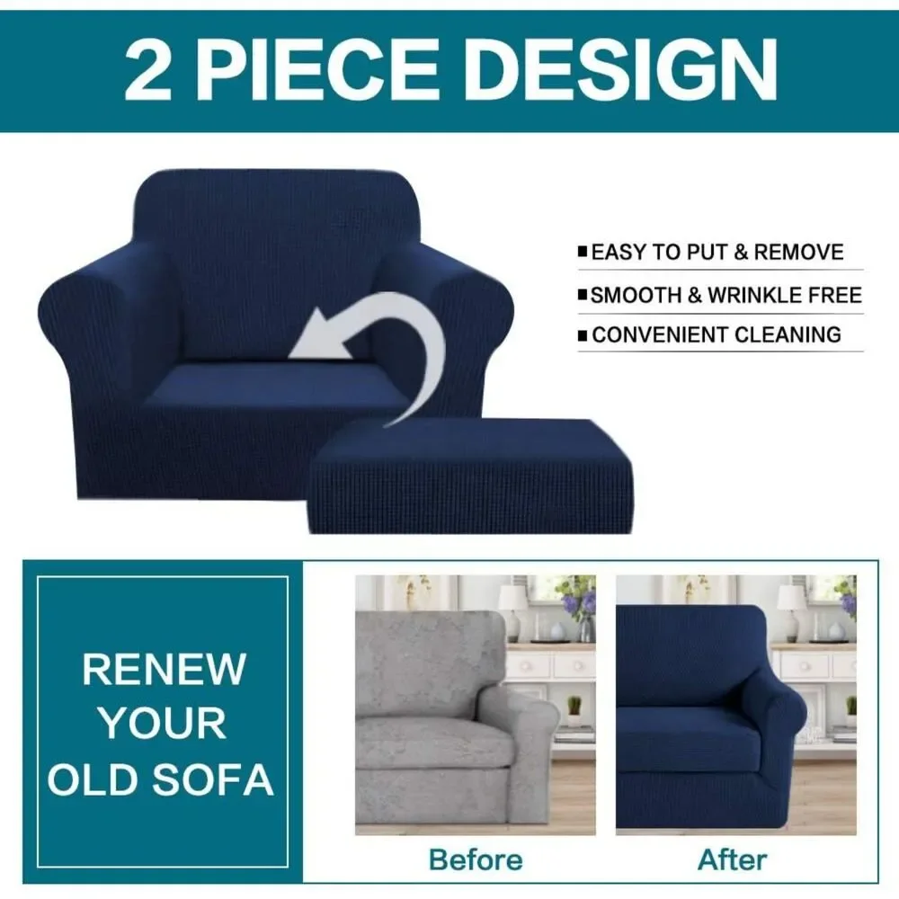 Turquoize 2-Piece Armchair Slipcover (Navy)